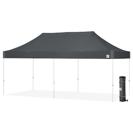 E-Z Up Vantage Shelter, 10' W x 20' L, White Steel Fame, Steel Gray Top VG3WH20SG